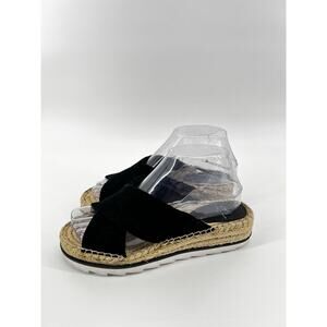 Marc Fisher LTD Black Suede Espadrille Platform Slide Sandals 6.5M